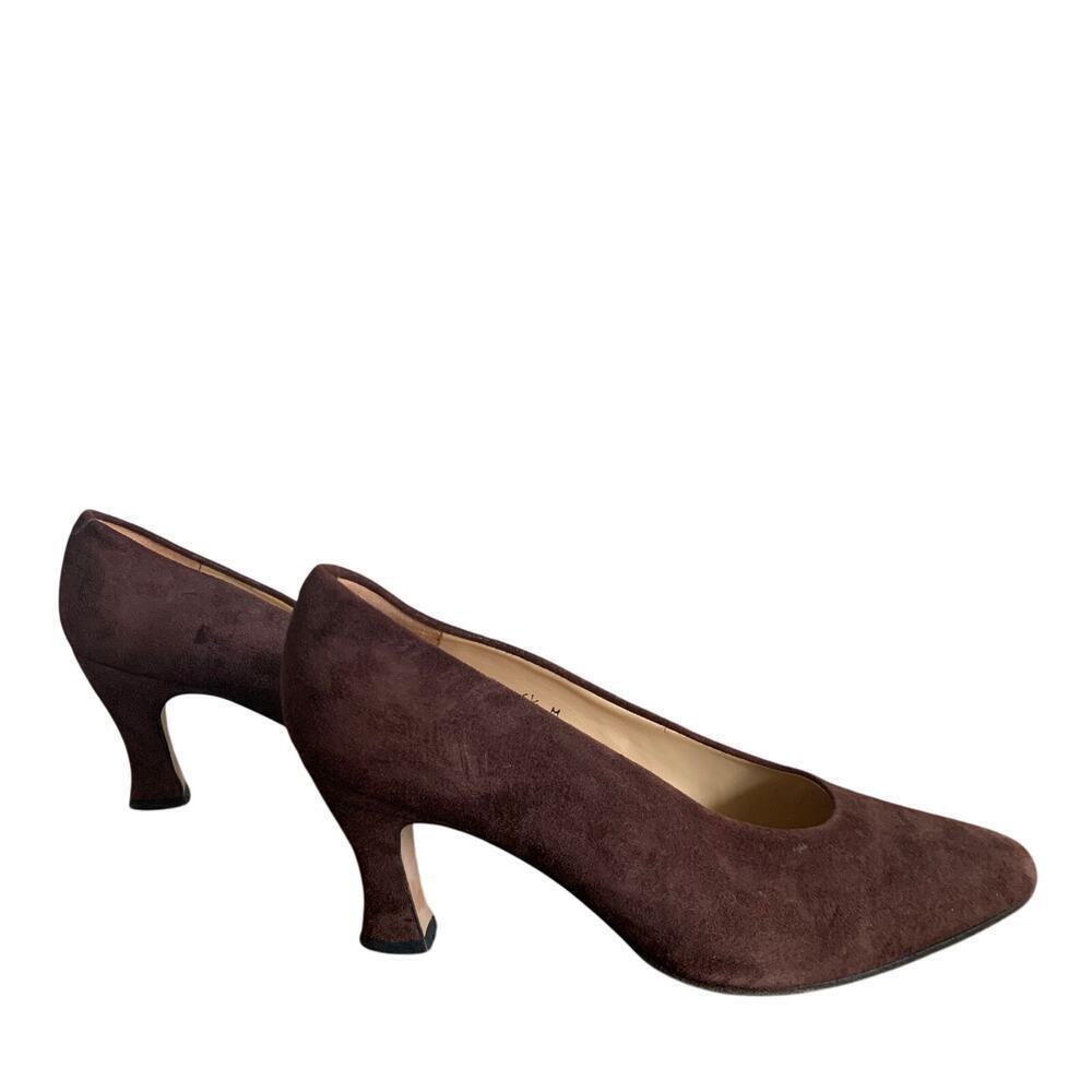Vintage Evan Picone Suede Chocolate Brown Pumps Size 6.5 M Classic Career